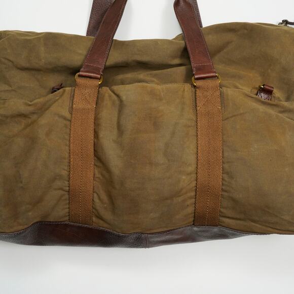 J.Crew Abingdon Weekender Duffle Bag Waxed Canvas Leather Brown / olive green - Picture 5 of 16